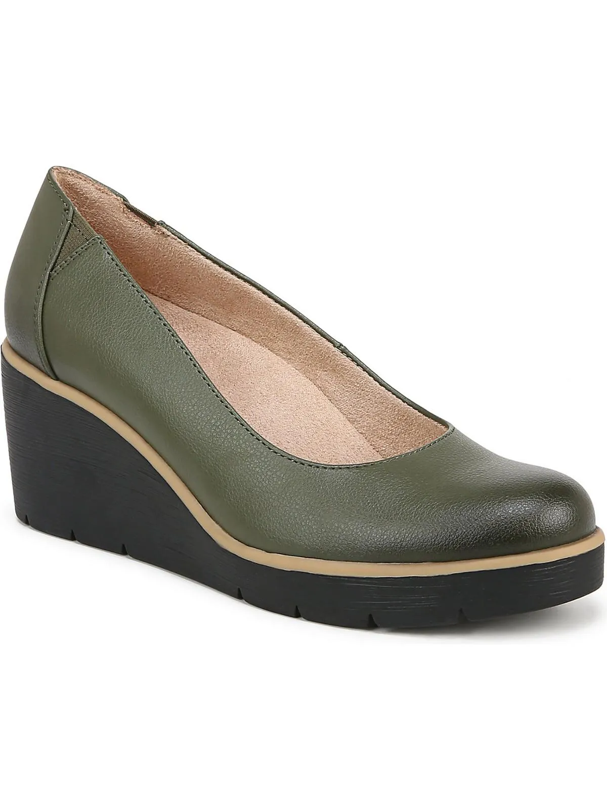 About Time Womens Faux Leather Slip On Wedge Heels