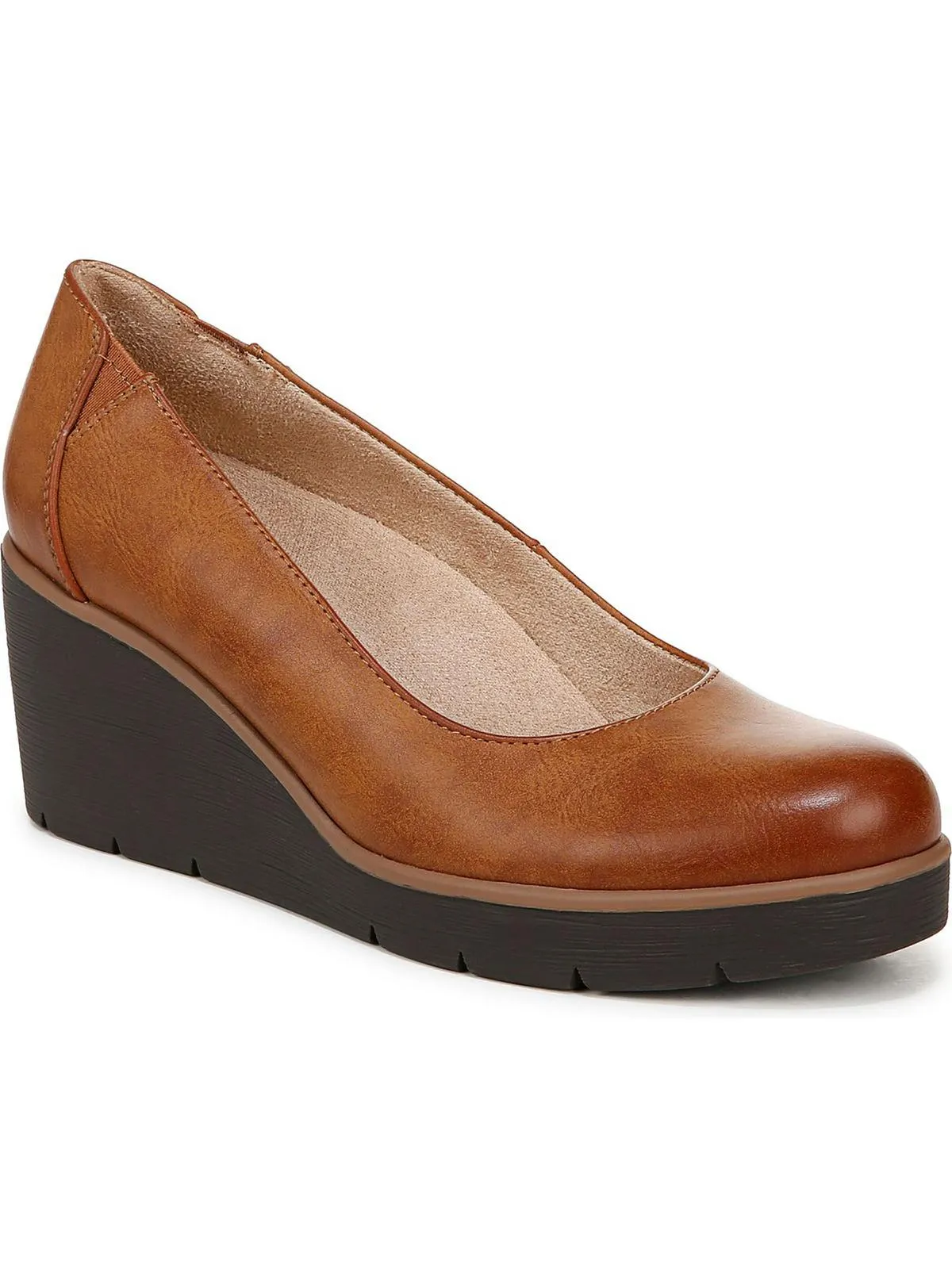 About Time Womens Faux Leather Slip On Wedge Heels