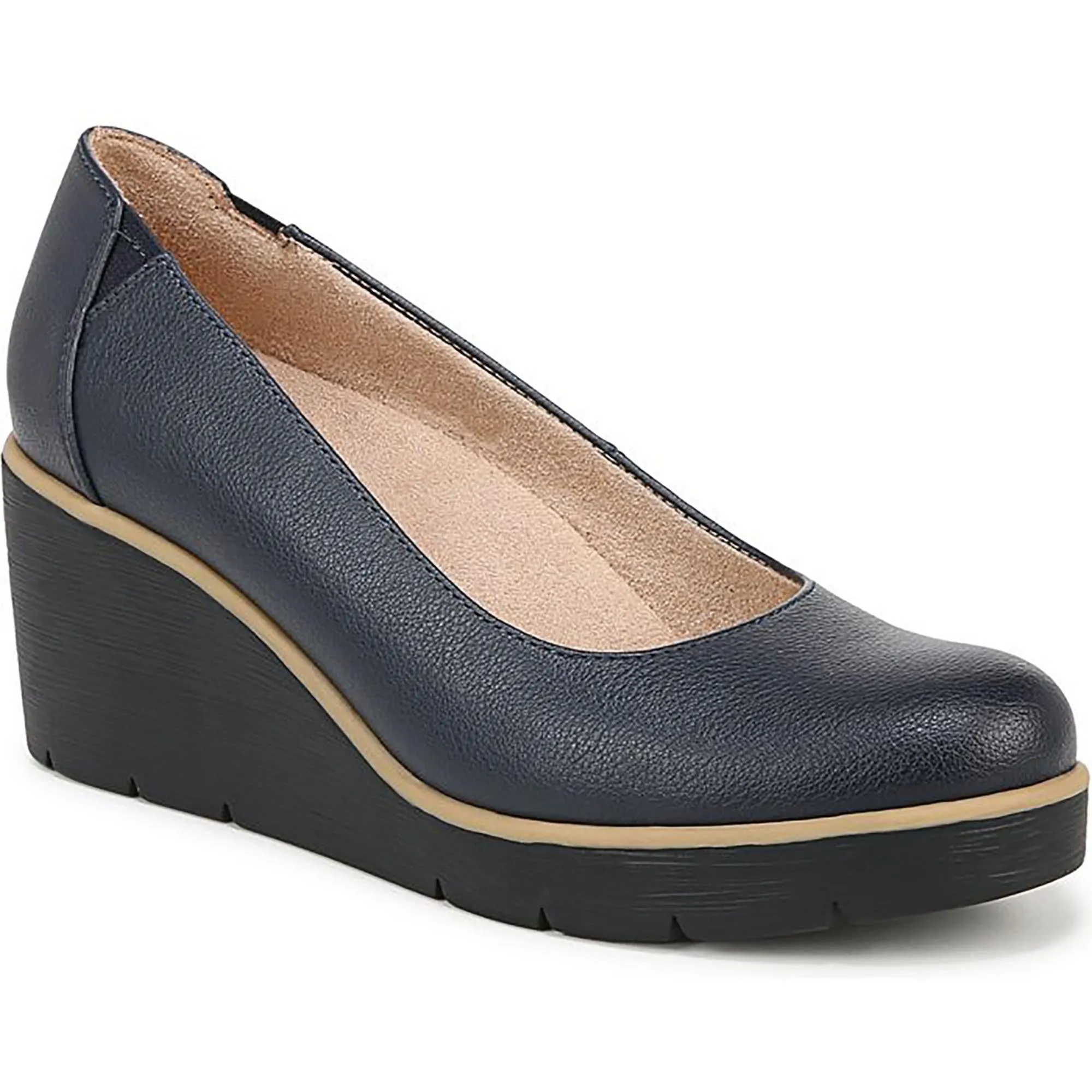 About Time Womens Faux Leather Slip On Wedge Heels