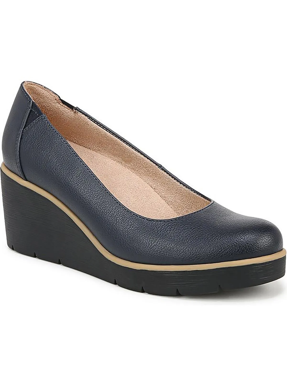 About Time Womens Faux Leather Slip On Wedge Heels
