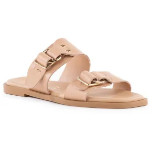 Admire Me Womens Buckle Leather Slide Sandals