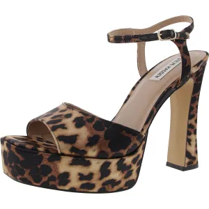Ainsworth Womens Animal Print Satin Platform Sandals