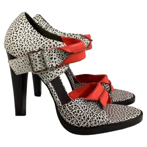 Alexander Wang Crackle Detail Sandal Heels in Multicolor Leather