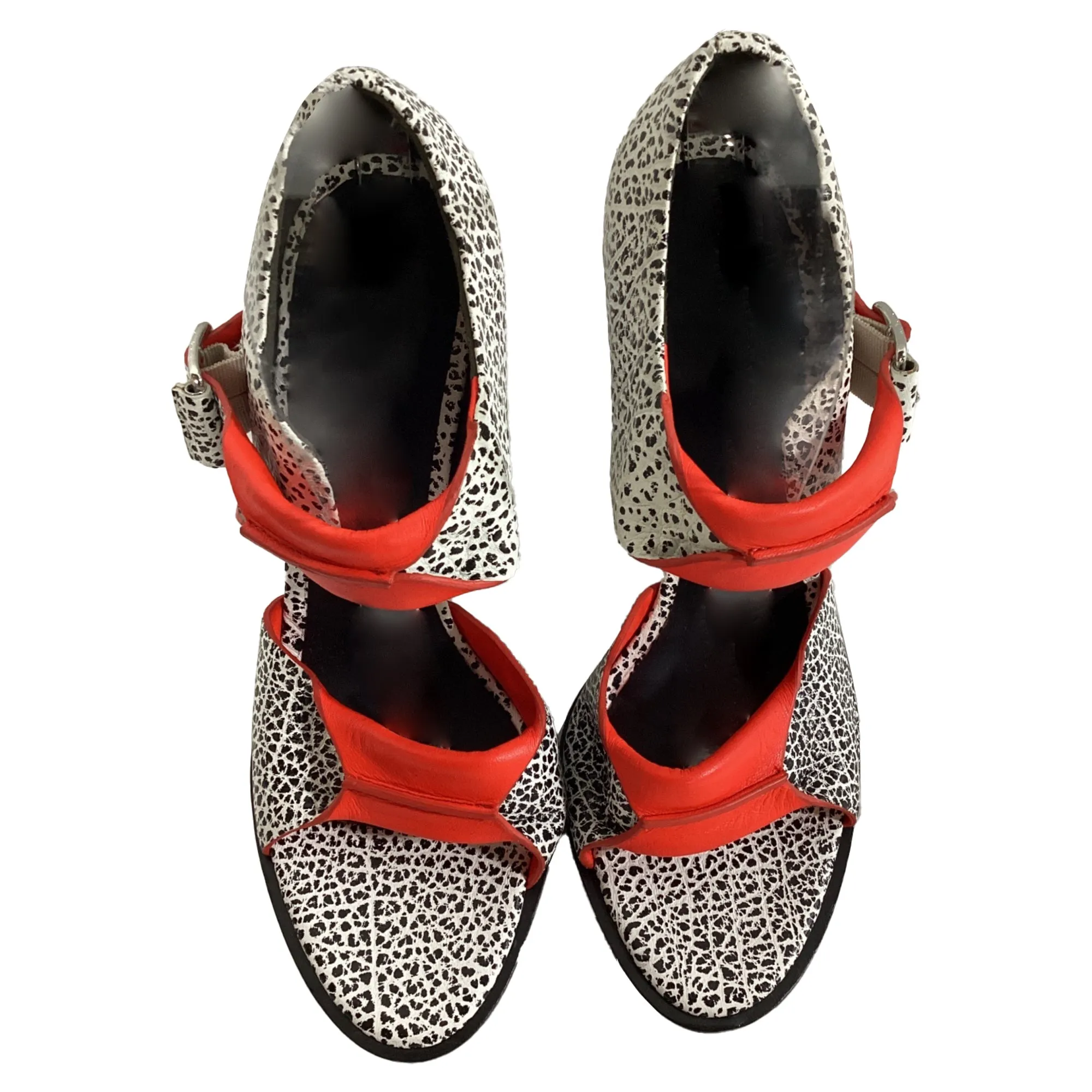Alexander Wang Crackle Detail Sandal Heels in Multicolor Leather