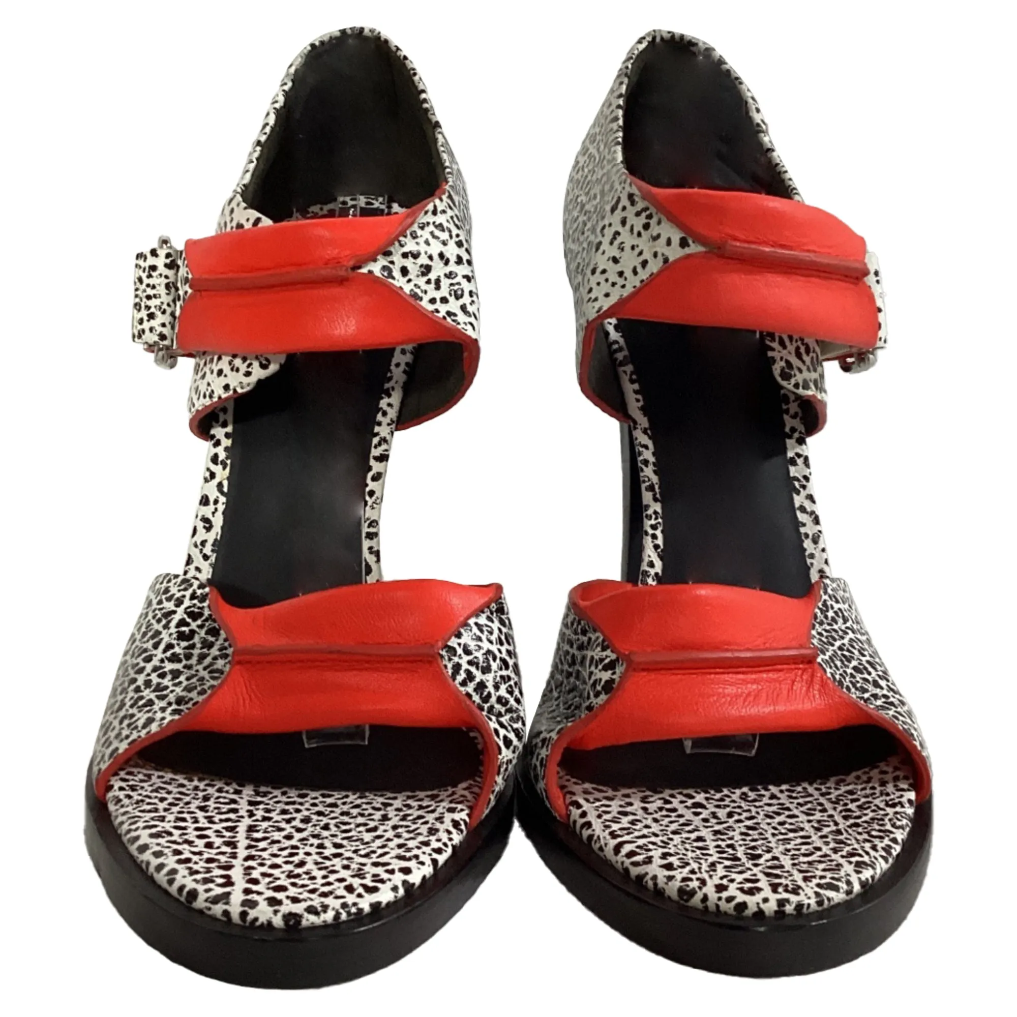 Alexander Wang Crackle Detail Sandal Heels in Multicolor Leather