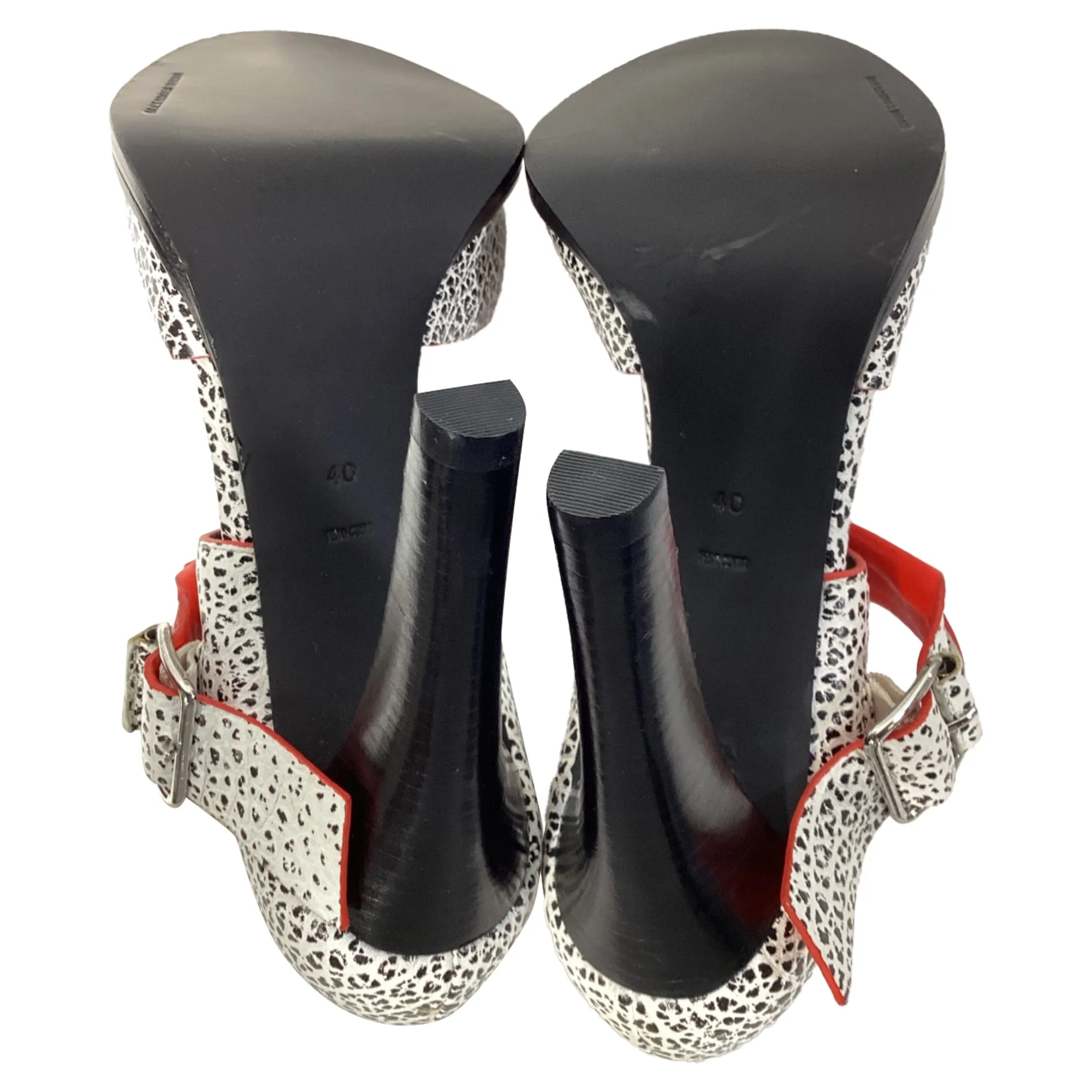 Alexander Wang Crackle Detail Sandal Heels in Multicolor Leather