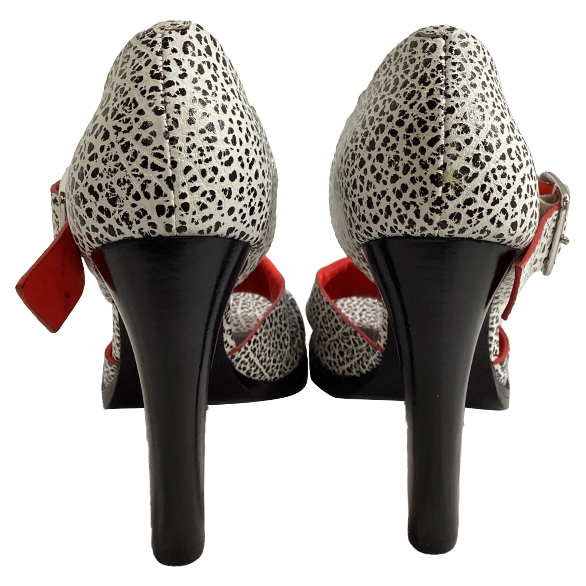 Alexander Wang Crackle Detail Sandal Heels in Multicolor Leather