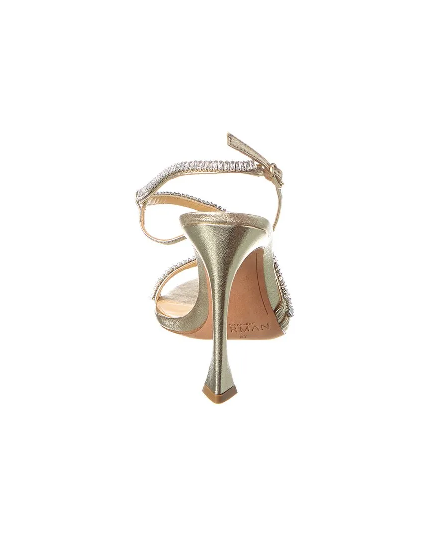Alexandre Birman Alana Zircone 100 Leather Sandal Gold