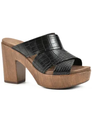 Alive Womens Faux Leather Criss-Cross Front Slide Sandals