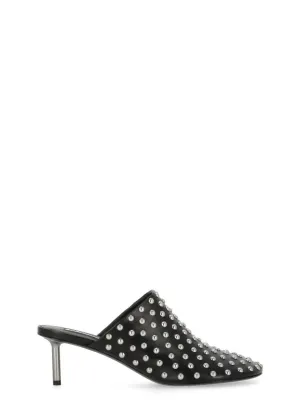 All-Over Studded Leather Sabot With 5 Cm Heel