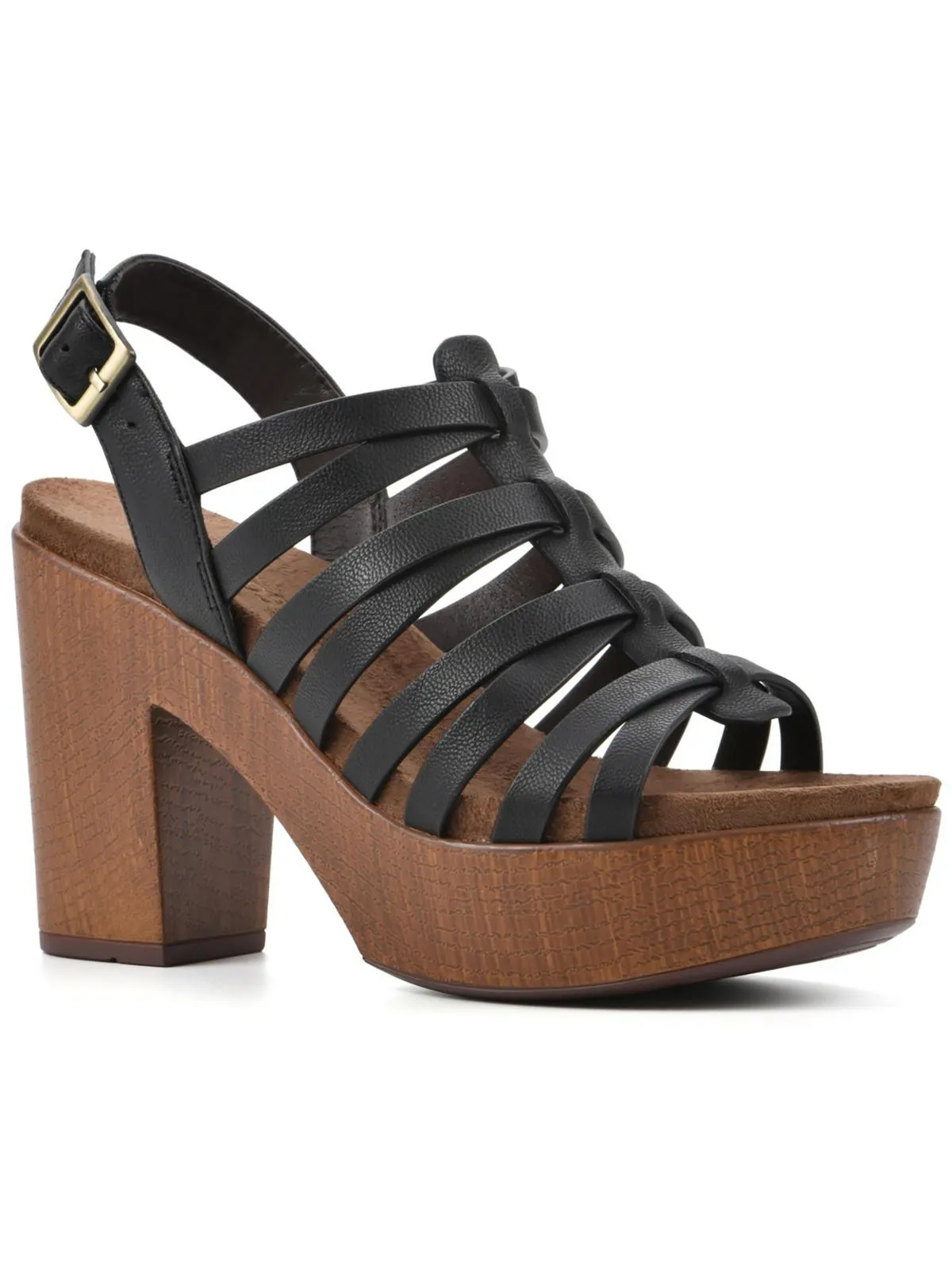 Alliance Womens Faux Leather Ankle Strappy Sandals