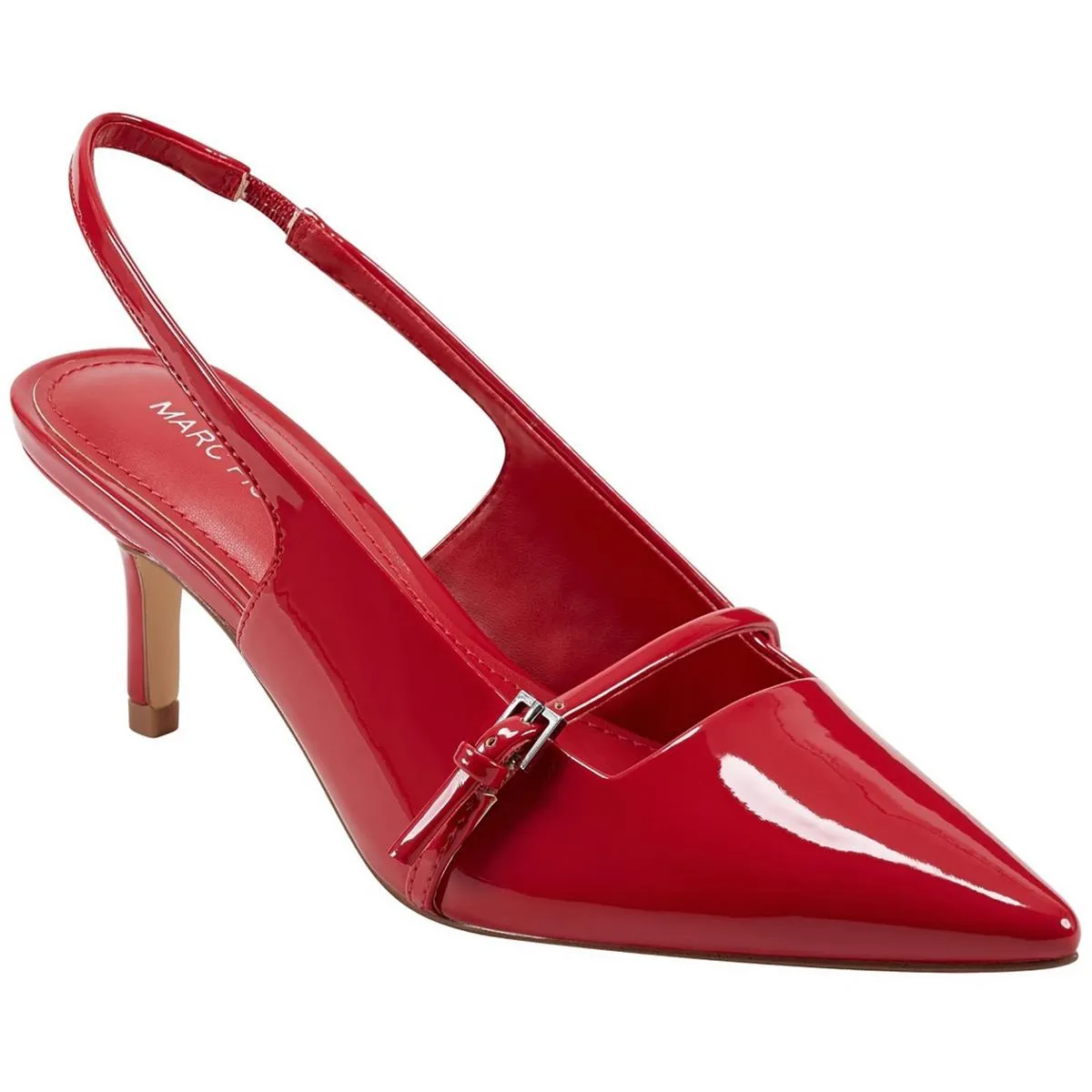 Alorie2 Womens Buckle Patent Slingback Heels