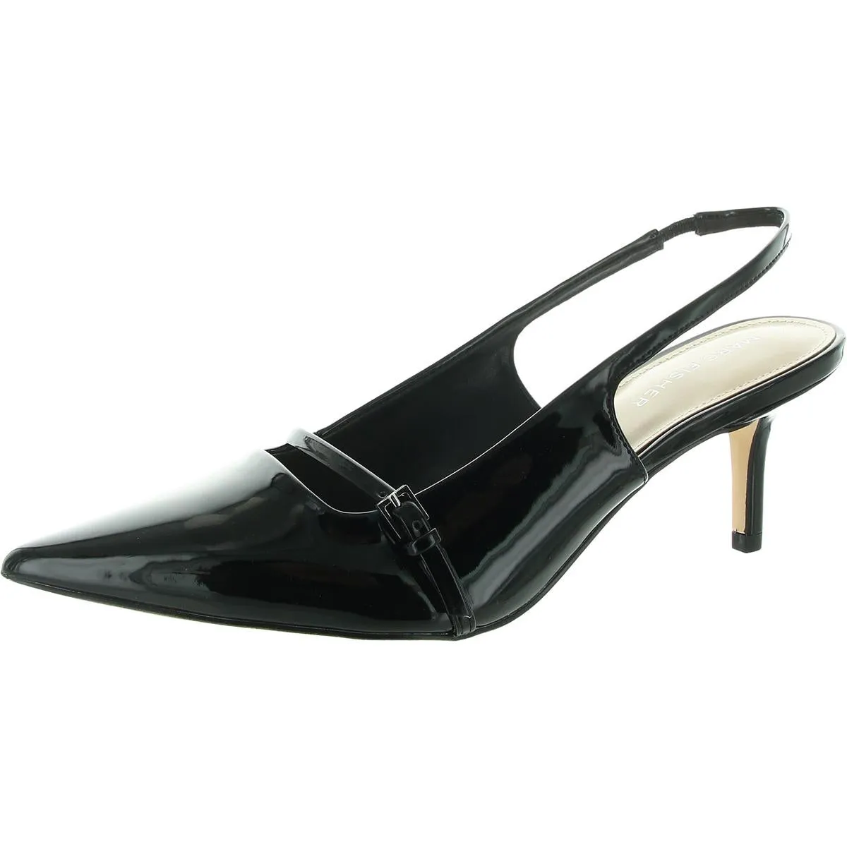 Alorie2 Womens Buckle Patent Slingback Heels