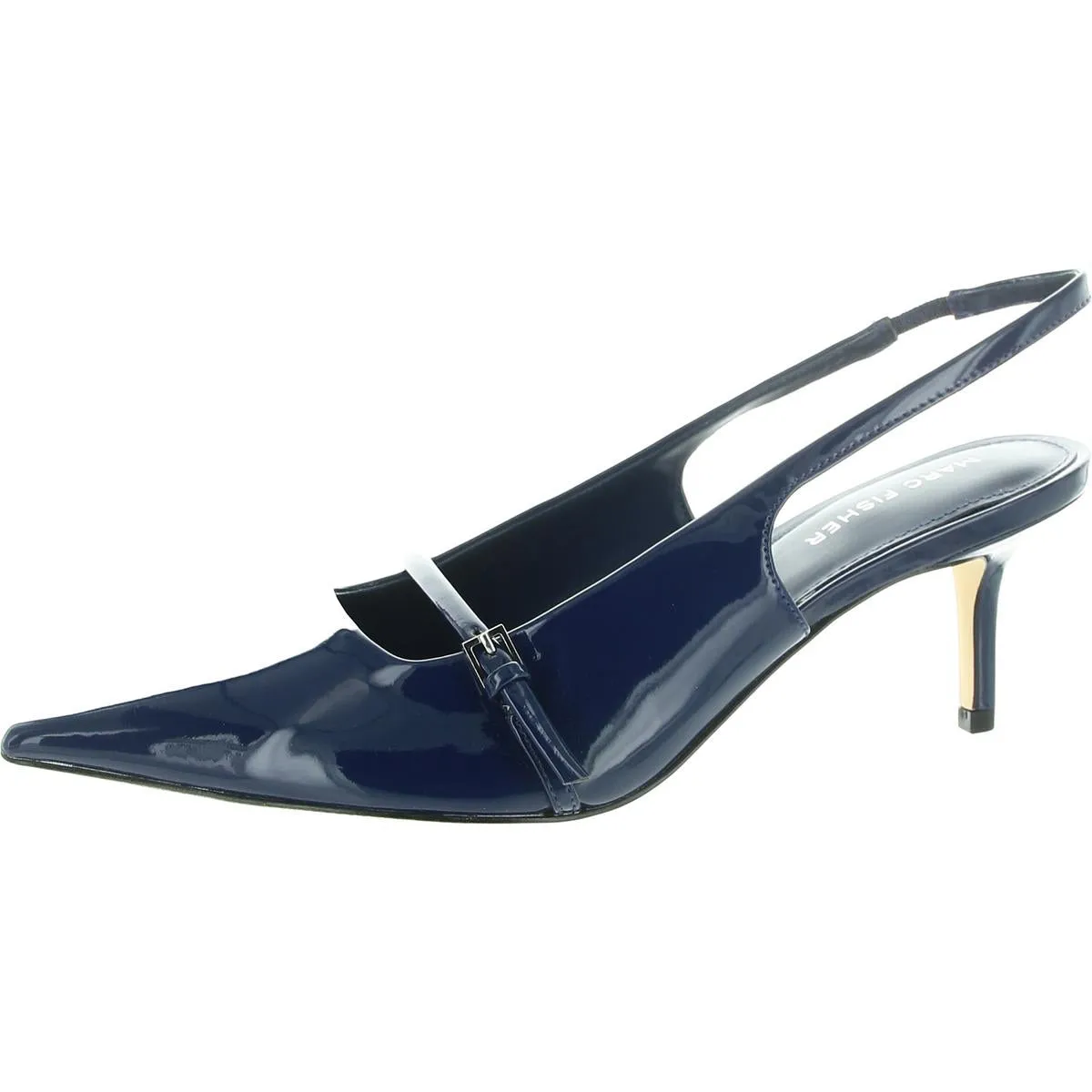 Alorie2 Womens Buckle Patent Slingback Heels