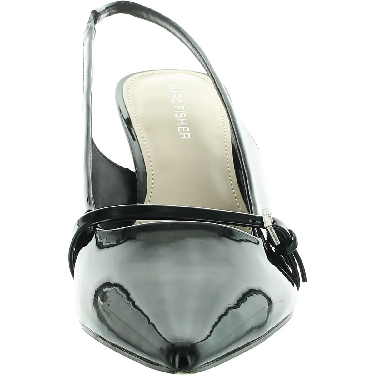 Alorie2 Womens Buckle Patent Slingback Heels