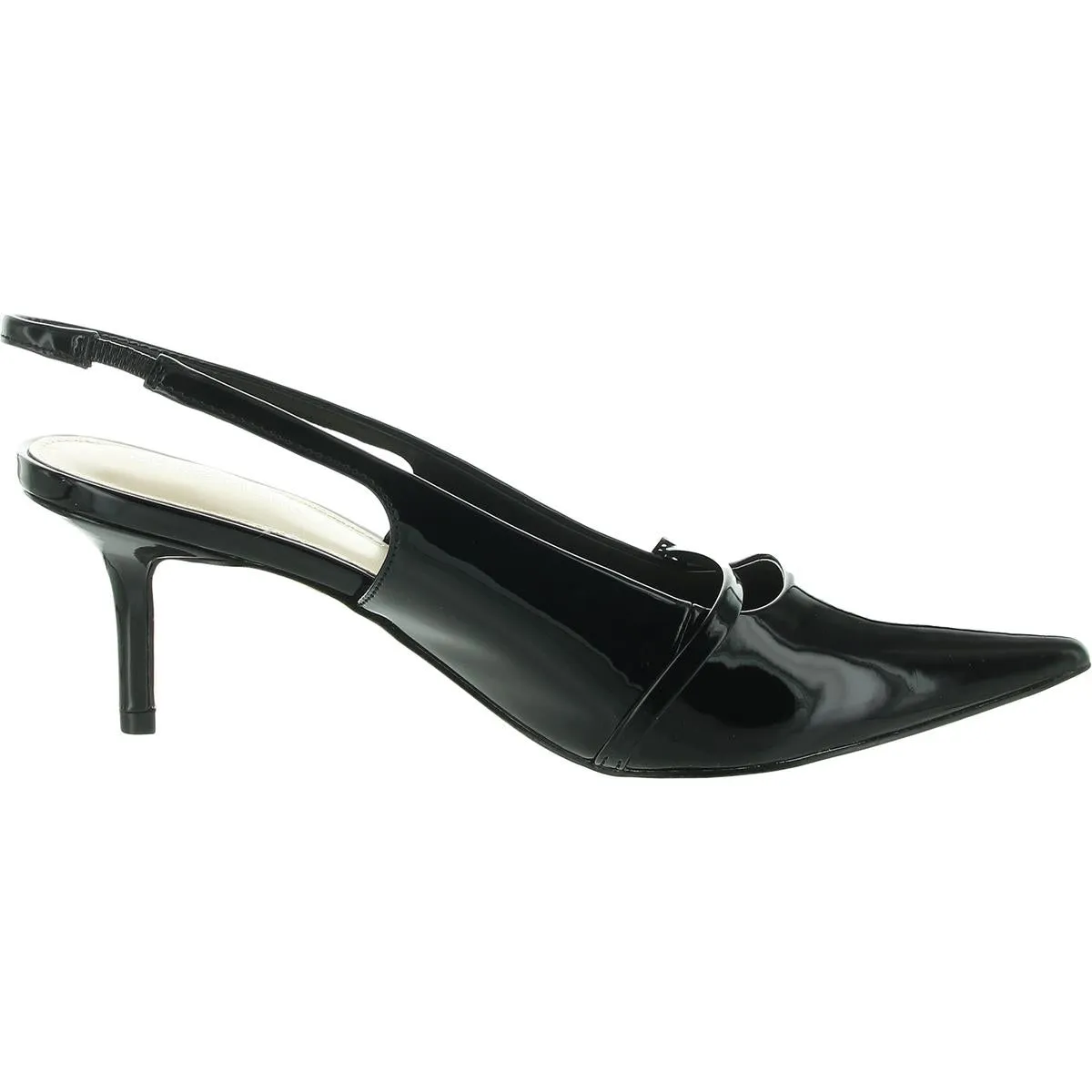 Alorie2 Womens Buckle Patent Slingback Heels