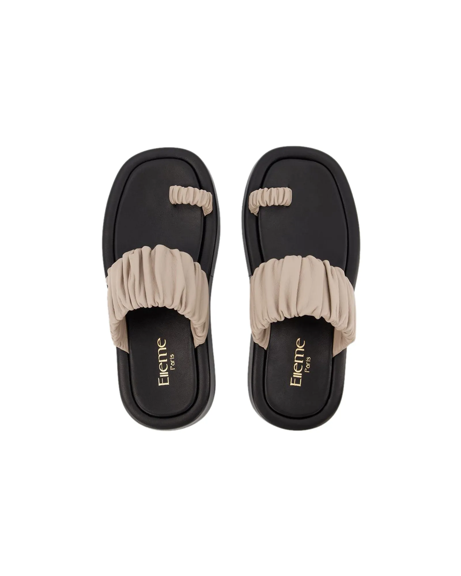 Amor Platform Slides - Elleme - Taupe/Black - Leather