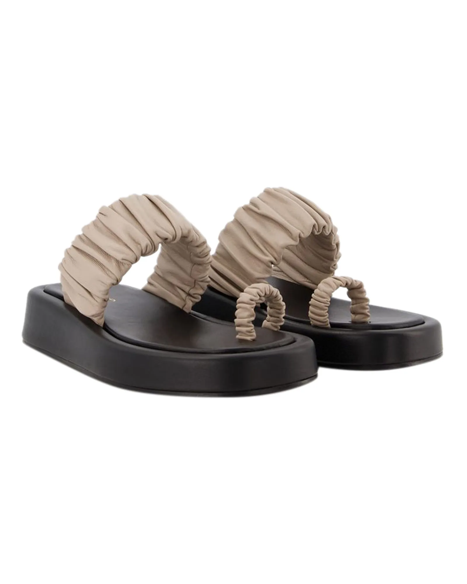 Amor Platform Slides - Elleme - Taupe/Black - Leather