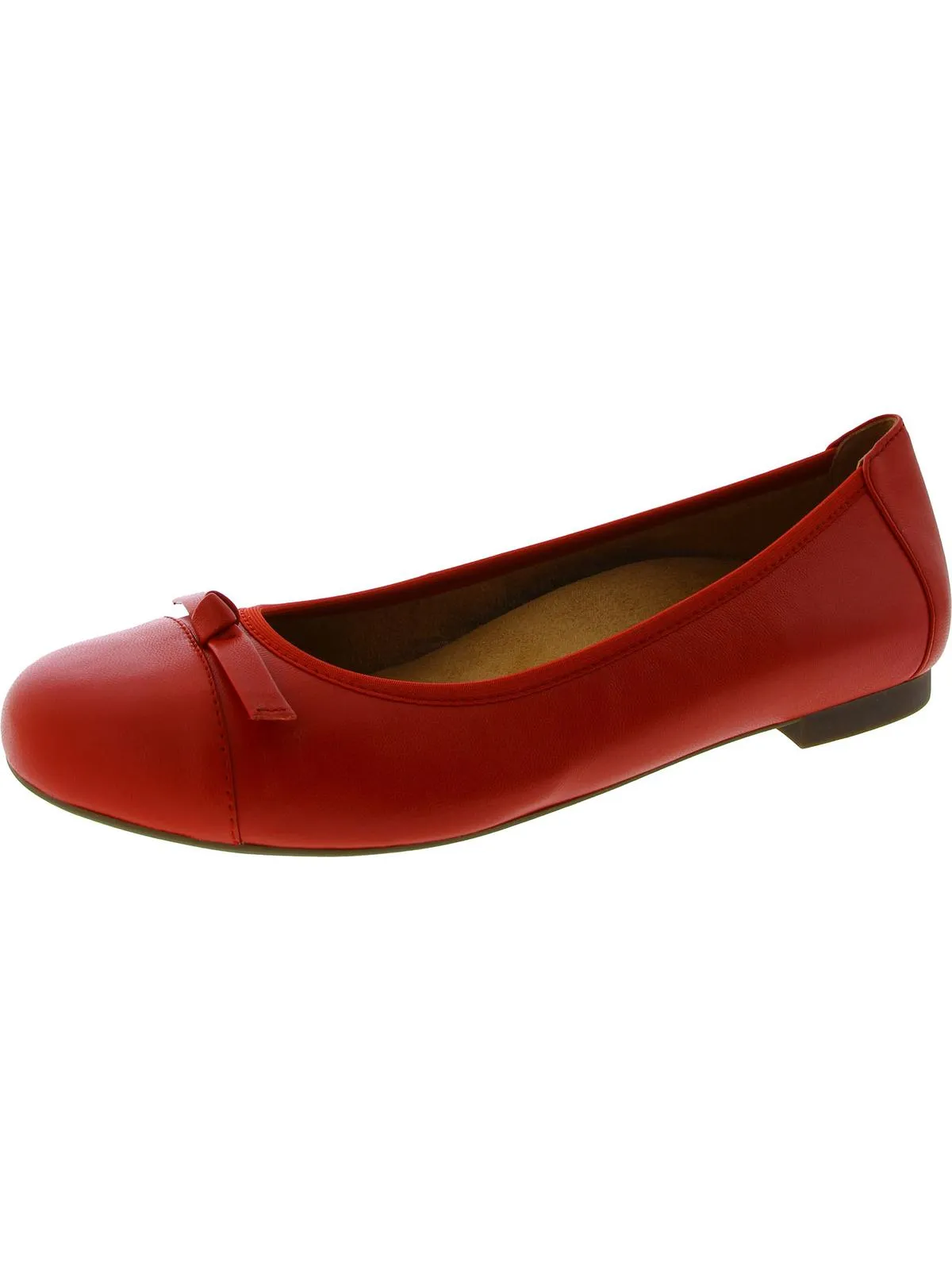 Amorie Womens Leather Slip On Ballet Flats