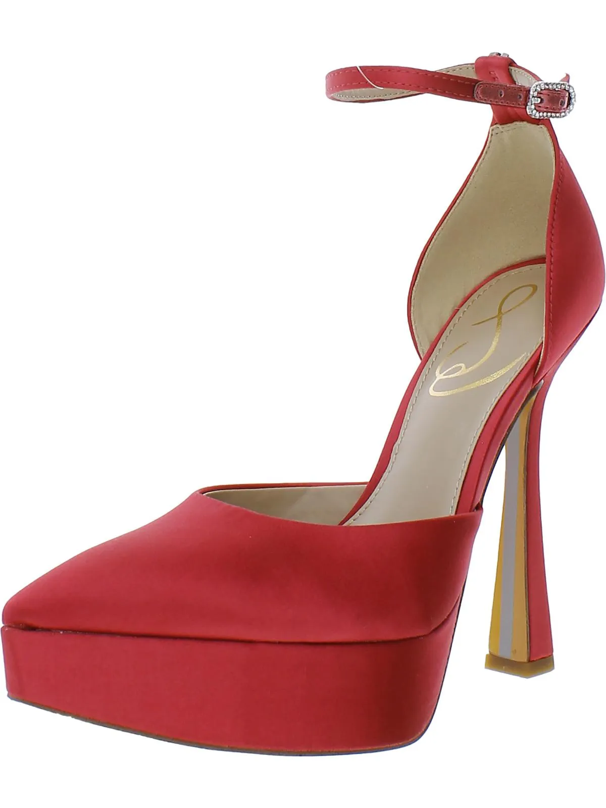 Andie Womens Satin Pointed Toe Pumps
