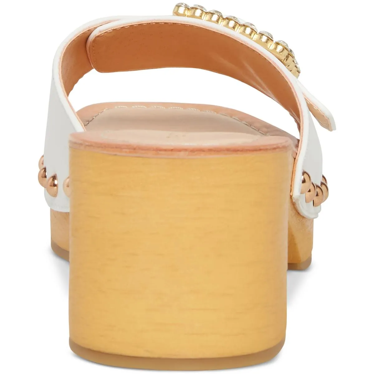 Anikka Womens Faux Leather Rhinestone Slide Sandals