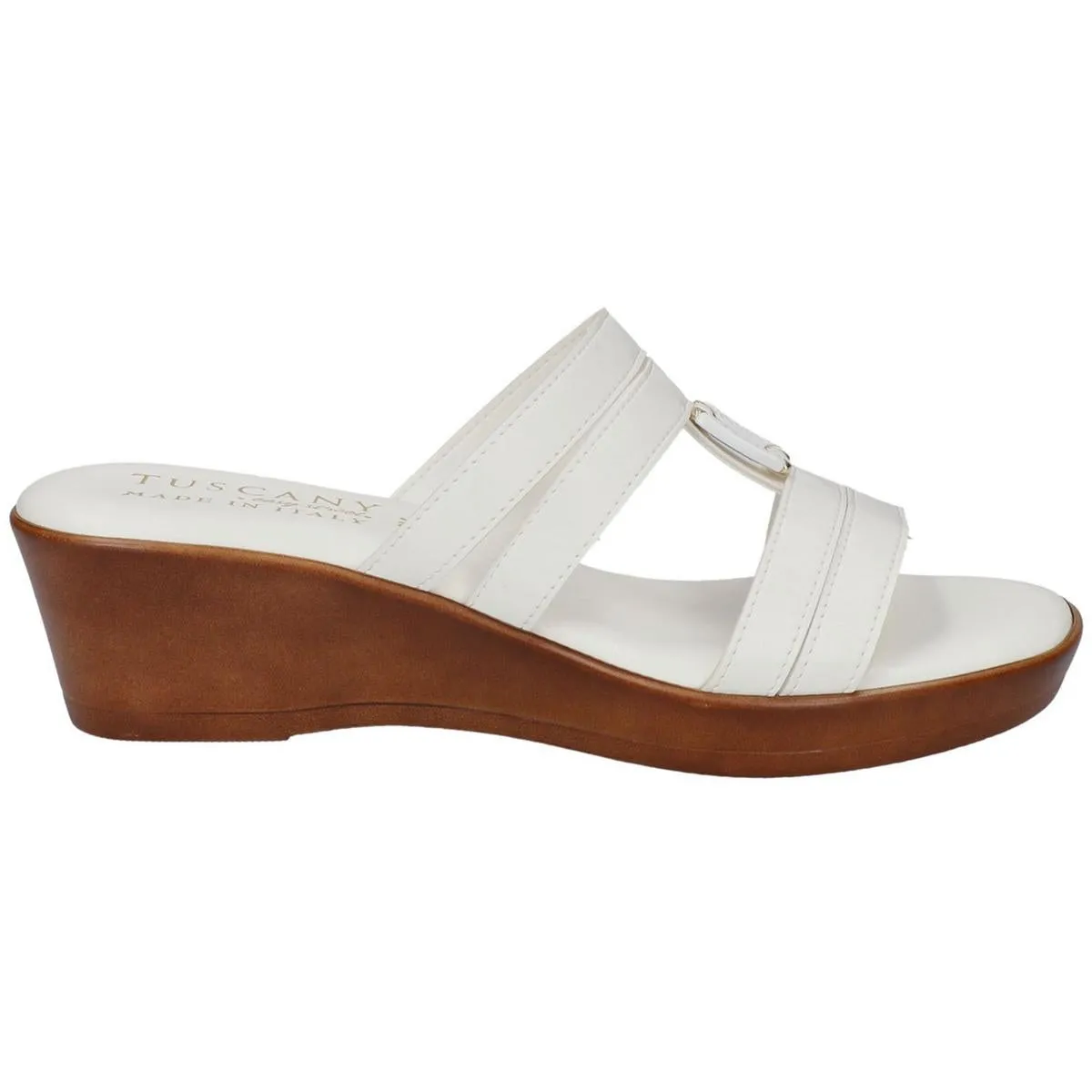 Anzola Womens Faux Leather Open Toe Wedge Sandals