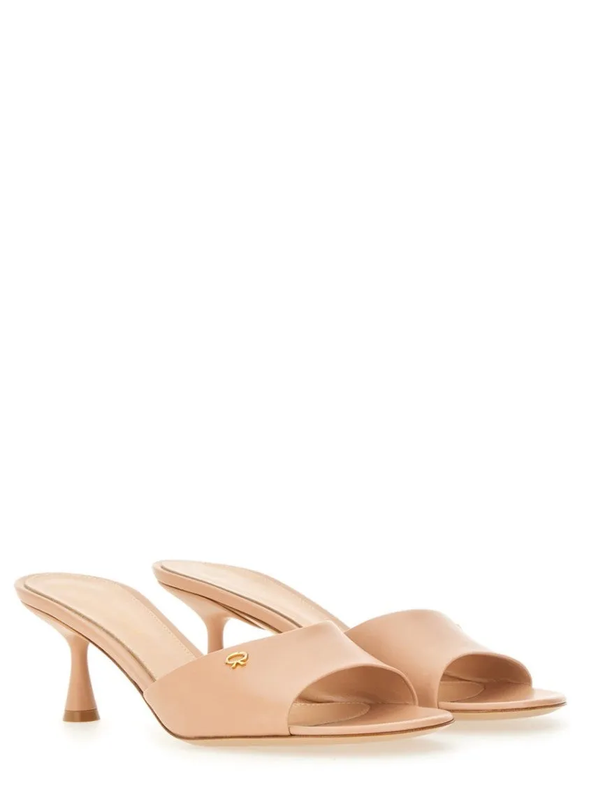 Ascent" Open-Toe Calf Leather Mules