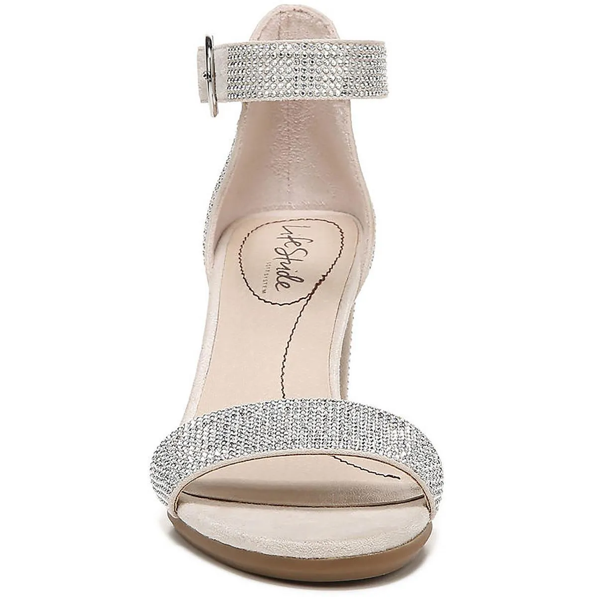 AVERLY GLITZ Womens Faux Leather Open Toe Ankle Strap