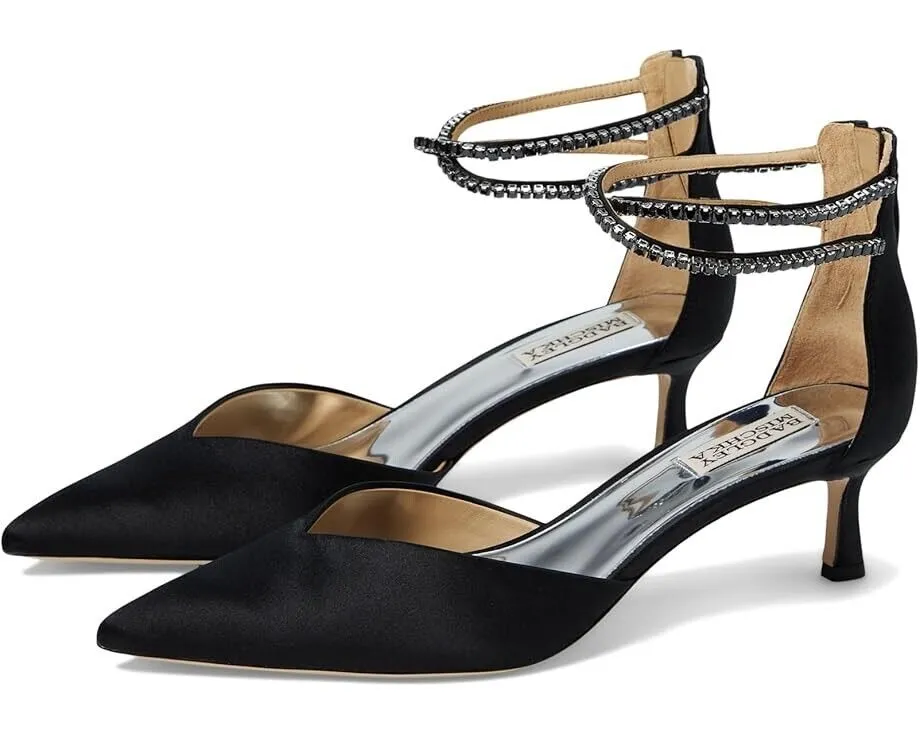 Badgley Mischka Lilibeth Pumps Women's US 8 Black Pointed Toe Kitten Heel KHD234