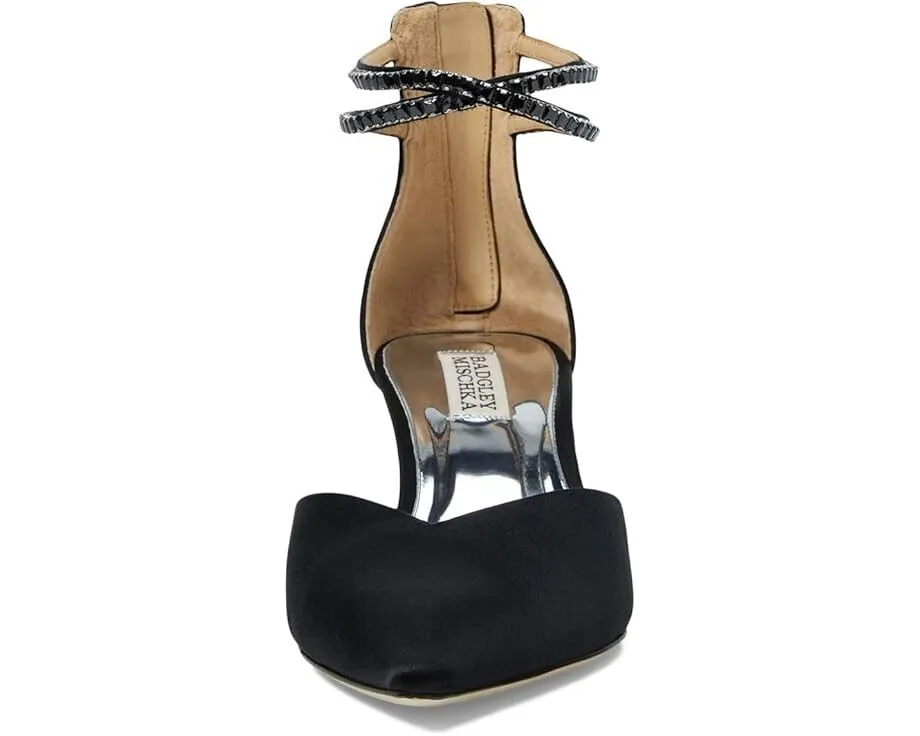 Badgley Mischka Lilibeth Pumps Women's US 8 Black Pointed Toe Kitten Heel KHD234