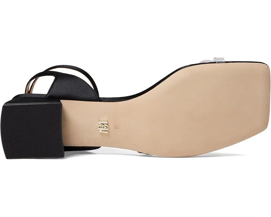 Badgley Mischka Lola MP7216 Sandal Womens 9 Black Block Heel Ankle Strap ZPO1360