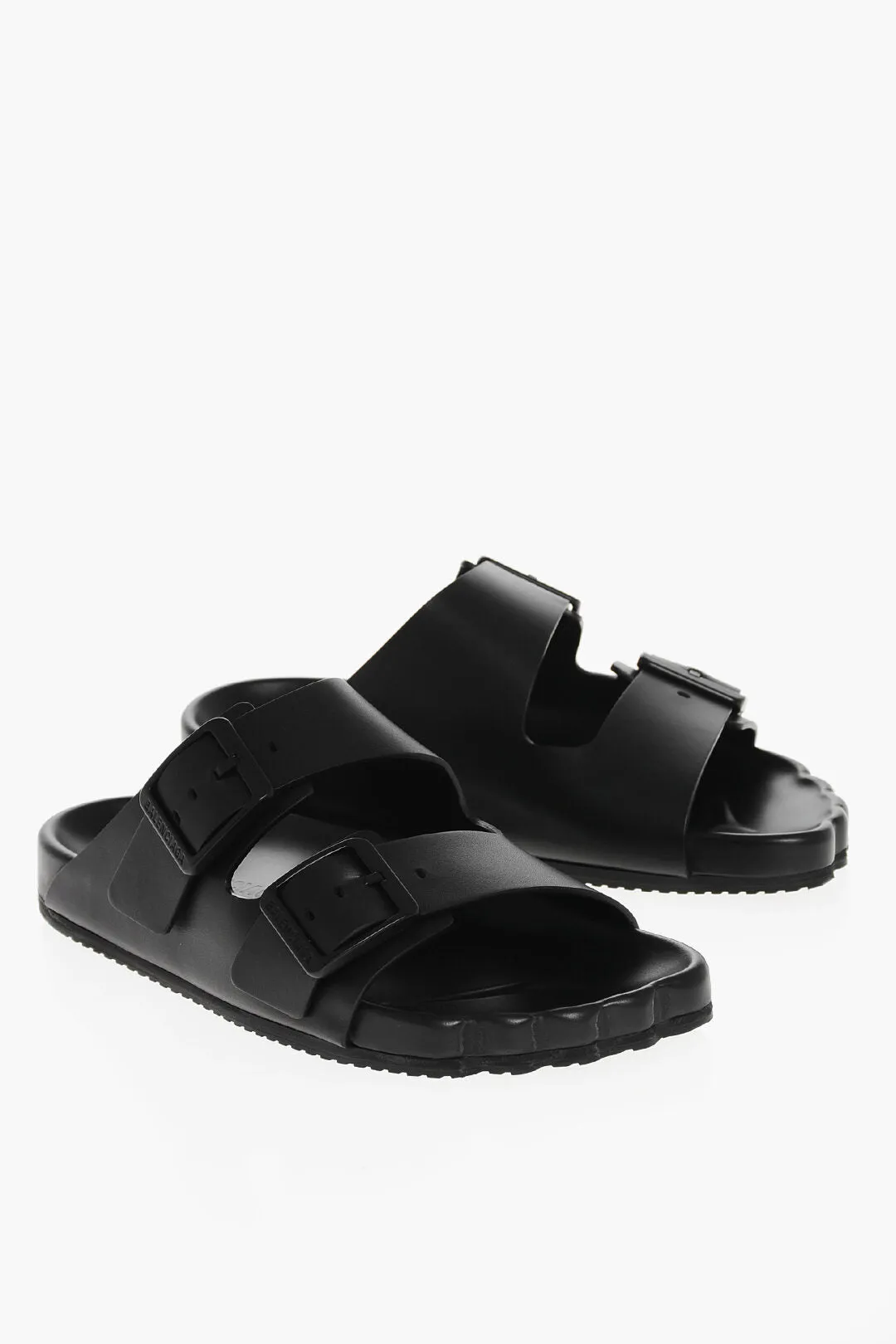 Balenciaga Leather Sunday Sliders With Double Buckle