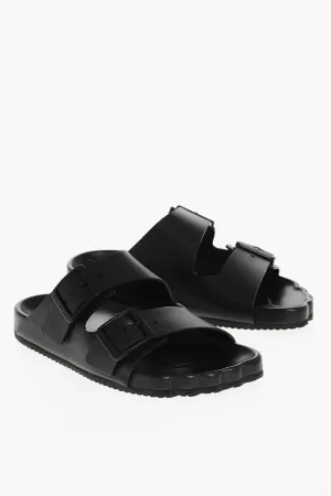 Balenciaga Leather Sunday Sliders With Double Buckle