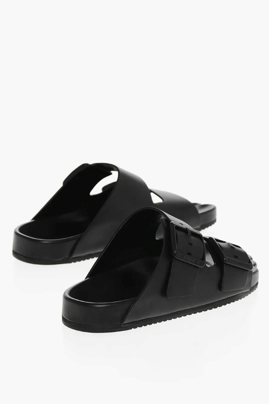 Balenciaga Leather Sunday Sliders With Double Buckle