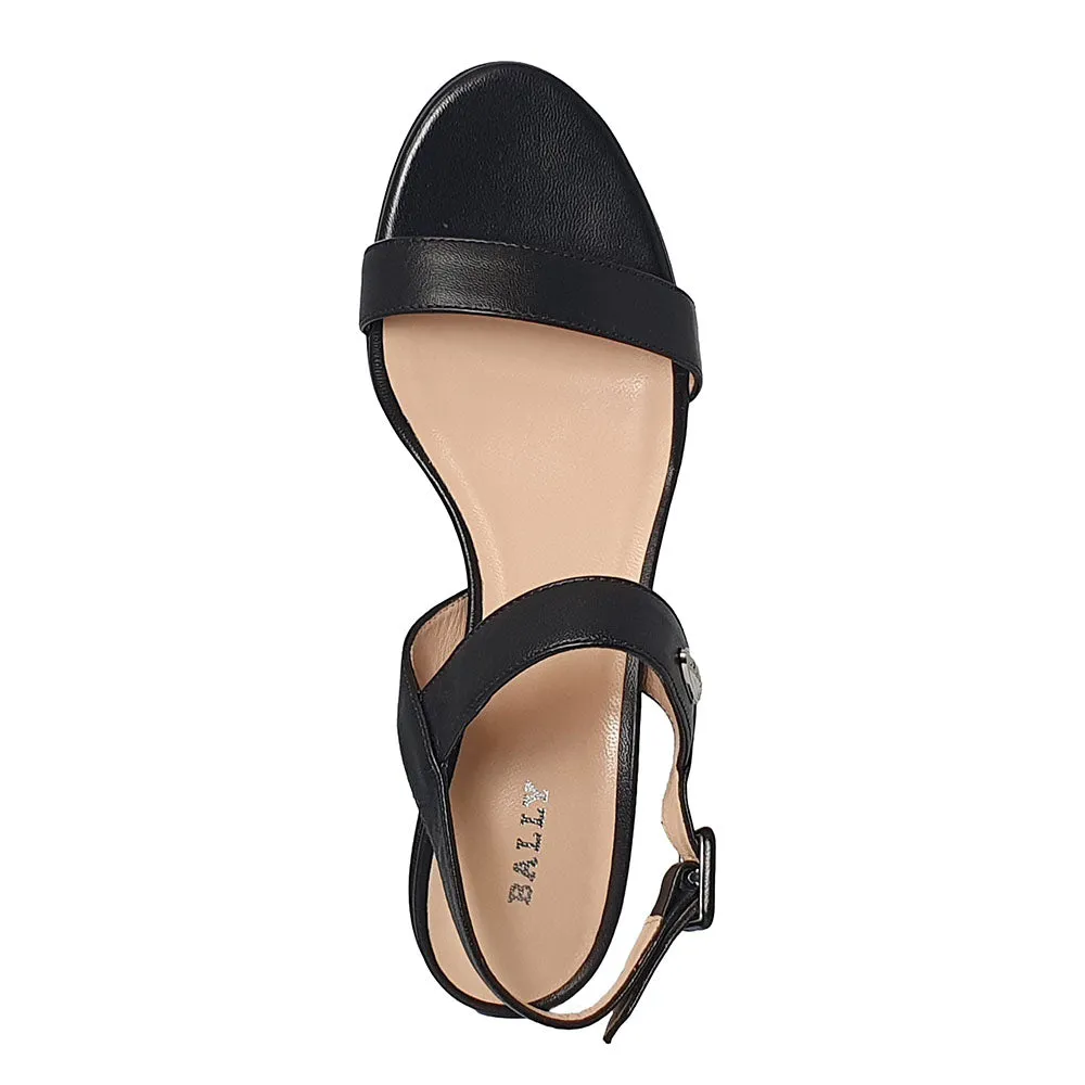 Bally Carlas 6234126 Women's Black Lamb Leather Heeled Sandals