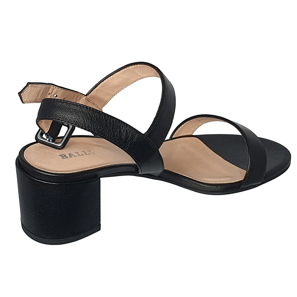 Bally Carlas 6234126 Women's Black Lamb Leather Heeled Sandals