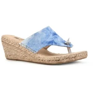 Beachball Womens Cushioned Footbed Canvas Wedge Sandals