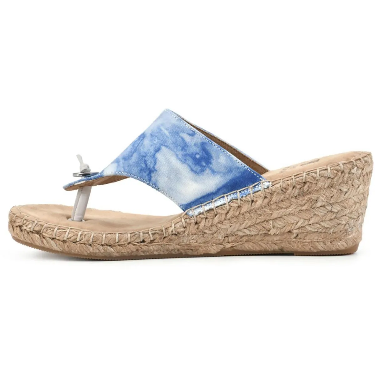 Beachball Womens Cushioned Footbed Canvas Wedge Sandals