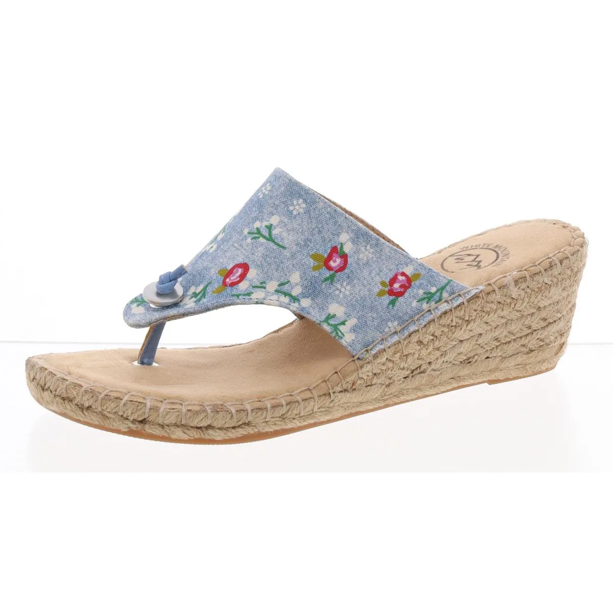 Beachball Womens Cushioned Footbed Canvas Wedge Sandals