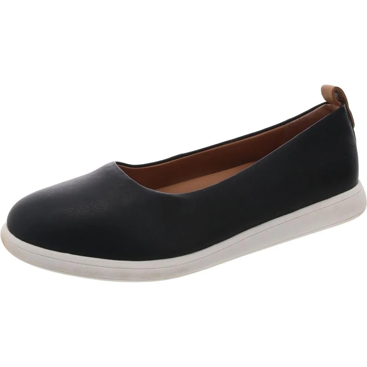 Bella Womens Leather Slip On Flat Shoes