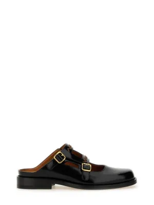 Black Calf Leather Sabots