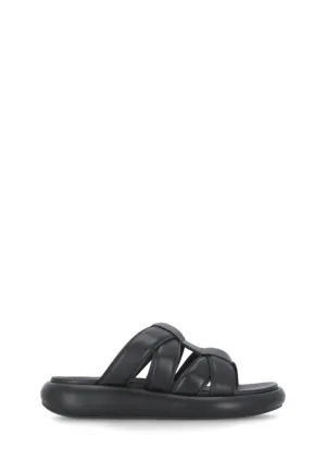 Black Leather Vip Bis Sandals