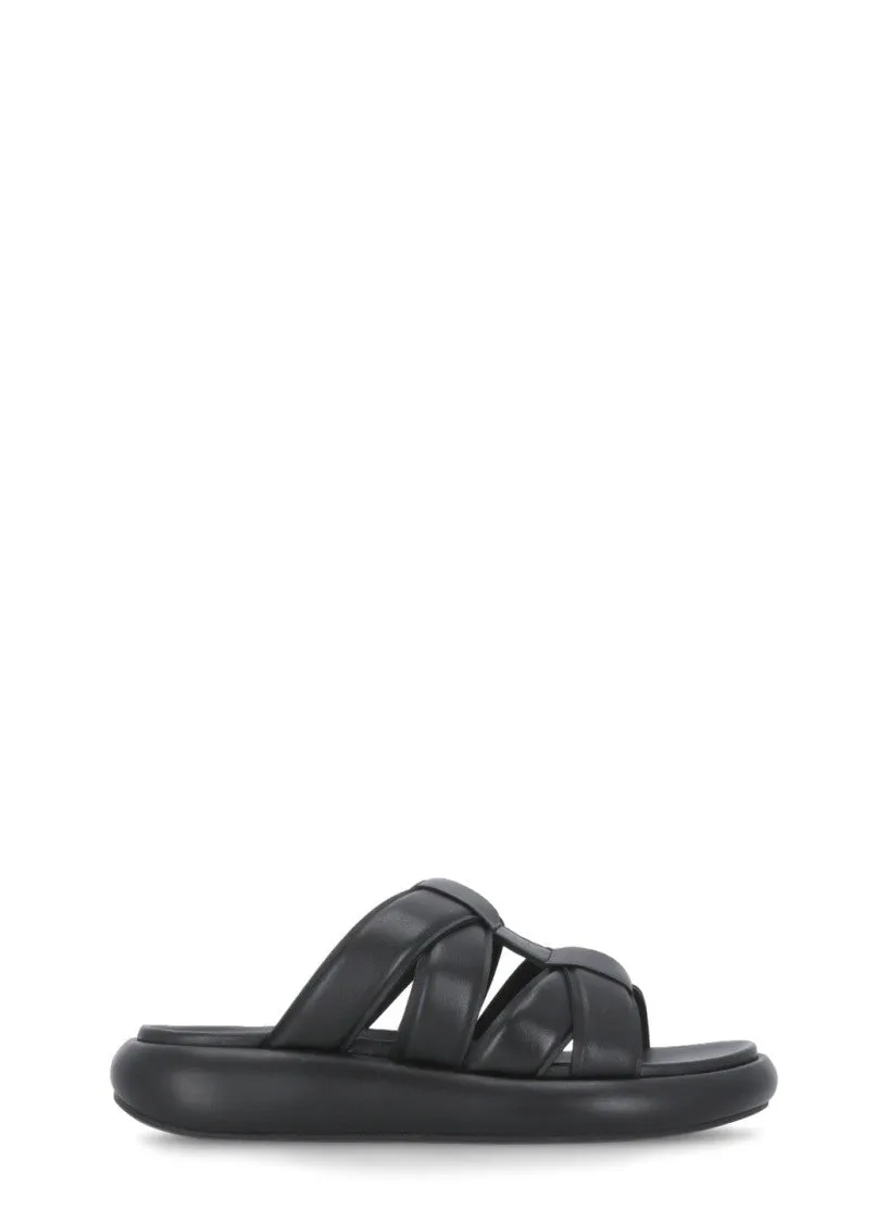 Black Leather Vip Bis Sandals
