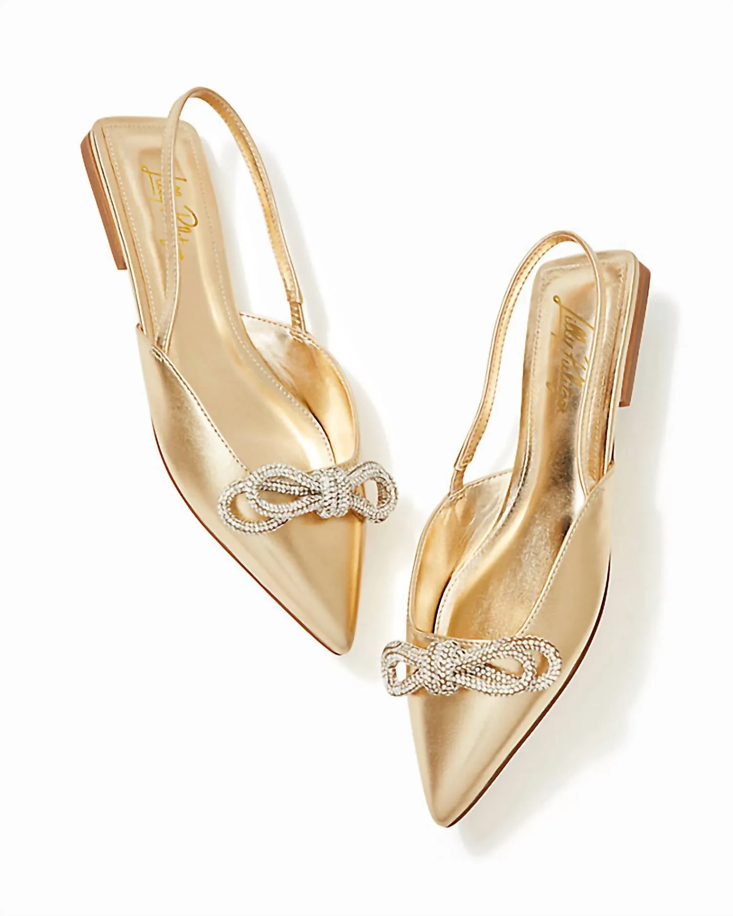 Brit Leather Slingback Shoe In Gold Metallic
