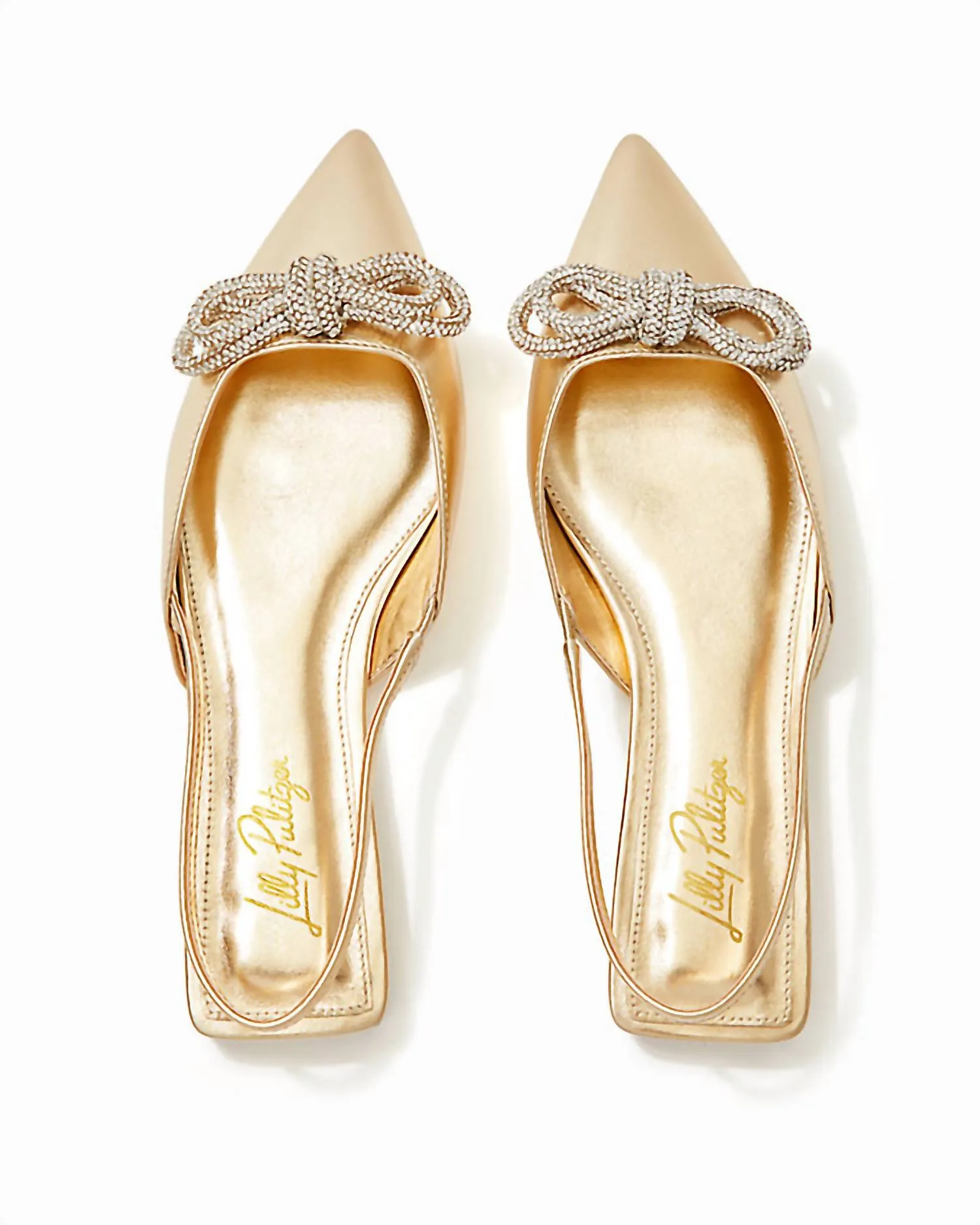 Brit Leather Slingback Shoe In Gold Metallic