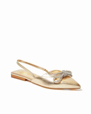 Brit Leather Slingback Shoe In Gold Metallic