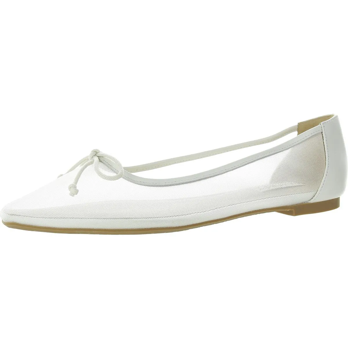 Cam Womens Mesh Inset Faux Leather Ballet Flats