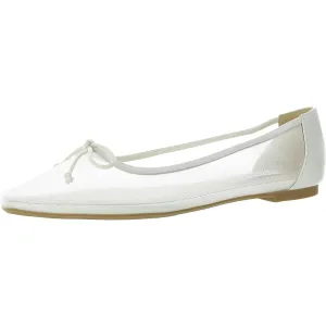 Cam Womens Mesh Inset Faux Leather Ballet Flats