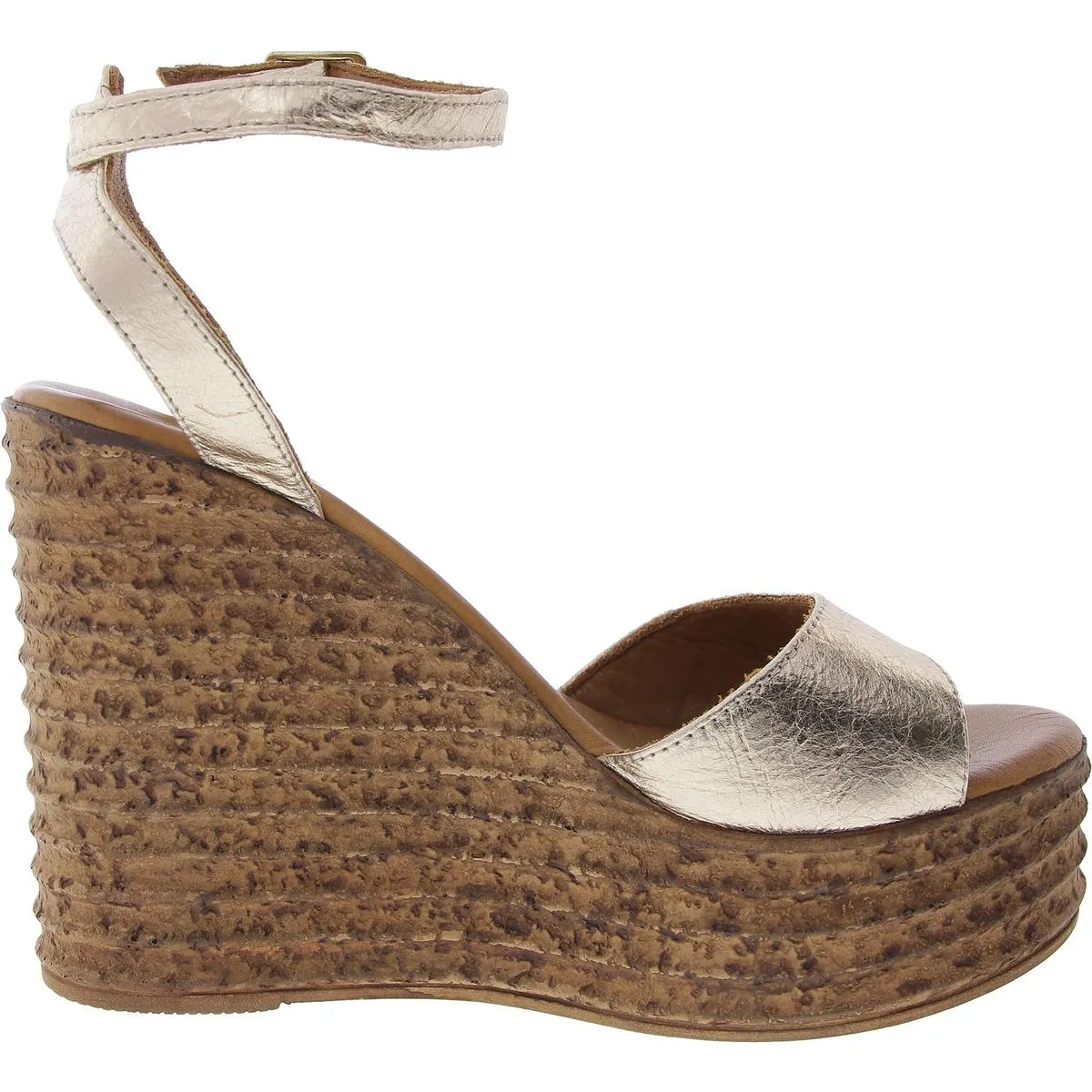 Camden Womens Textured Leather Wedge Sandals