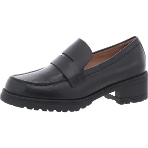 Camea Womens Solid Faux Leather Loafer Heels